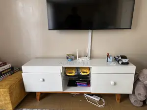 White TV Stand with Drawers