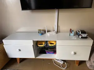 White TV Stand with Drawers
