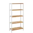 LASA 5-Tier Bamboo Storage Shelf with White Frame - 1