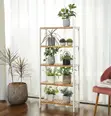 LASA 5-Tier Bamboo Storage Shelf with White Frame - 2