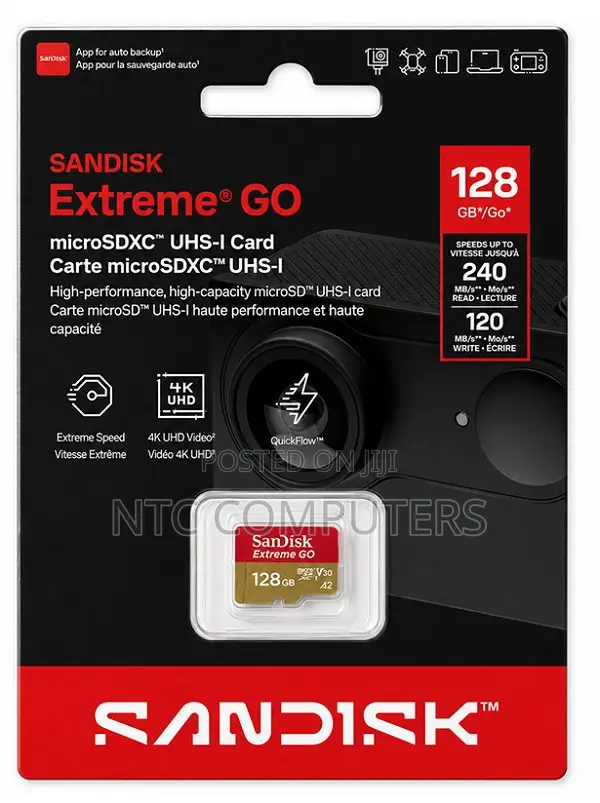 SanDisk Extreme GO 128GB Micro SDXC U3 V30 240MB/s Read - 1