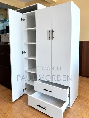 Modern Wooden White 6-Shelf Storage Cabinet