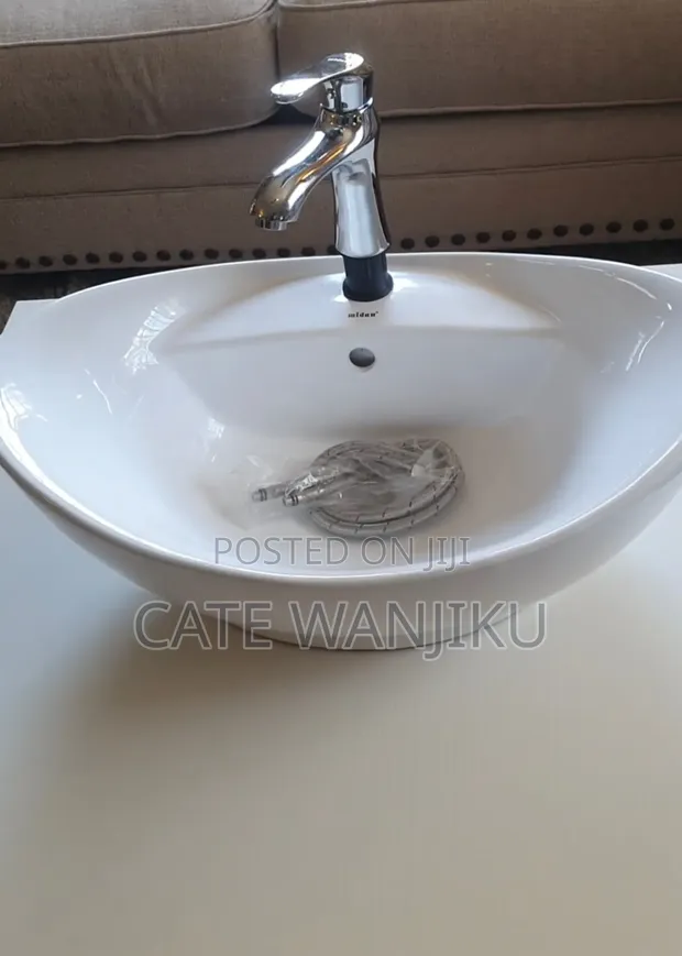 Midan Ceramic Countertop Vessel Wash Basin na Chrome Mixer - 1