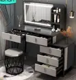 Modern Dressing Table with Mirror and Stool - 2