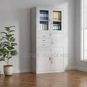 Office Cabinet: Double Metallic Storage Cabinet with Safe