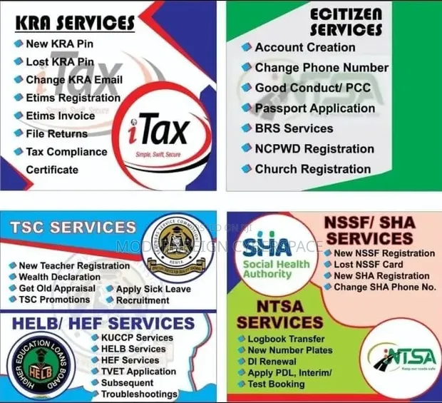 Huduma za Mtandaoni: Usajili wa KRA, DL, SHA - 1
