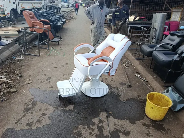 Brand New Brown/White Barber Chairs - 1