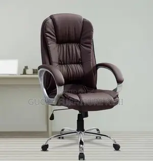 Executive Office Chair - Brown Leather Swivel