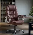 Executive Office Chair - Brown Leather Swivel - 5