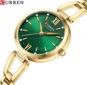 Gold-Tone Waterproof Dress Watch with Diamond Dial Accents