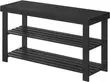 LASA 3-Tier Bamboo Shoe Bench, Black, 90cm - 1