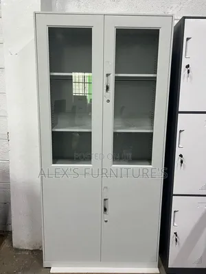 Half Glass Cabinet with Adjustable Shelves