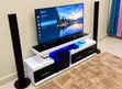 Modern White & Black TV Stand with LED - 1
