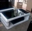 Meza ya Kahawa ya Kisasa ya Kioo Nyeusi na Nyeupe 4x2 - 1