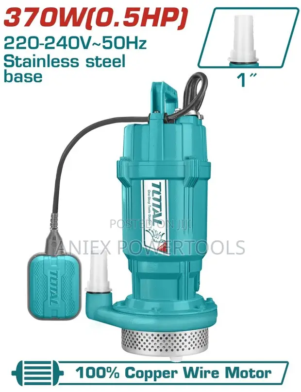 Total TWP63706 Submersible Clean Water Pump 370W (0.5HP) 17M - 1