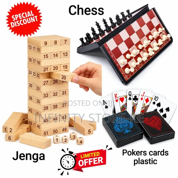 Jenga Chess Poker Combo Set - 1