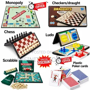 Set ya Michezo ya Bodi 6-in-1: Chess, Ludo, Monopoly, Scrabble, Draughts