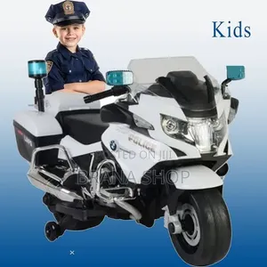 Pikipiki ya Polisi ya Watoto ya Deluxe 24V yenye Muziki, Taa & Magurudumu ya Mpira