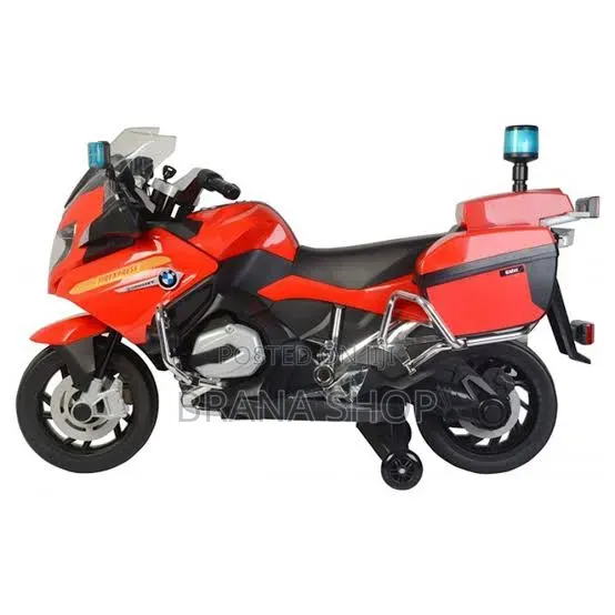 Stylish Red 24V Police Officer Kids Motorcycle with Rubber Wheels & Music - 1