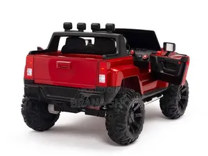Jeep ya Watoto ya Trendy Nyekundu 24V Mtindo wa Hummer - Matairi ya Mpira na Muziki