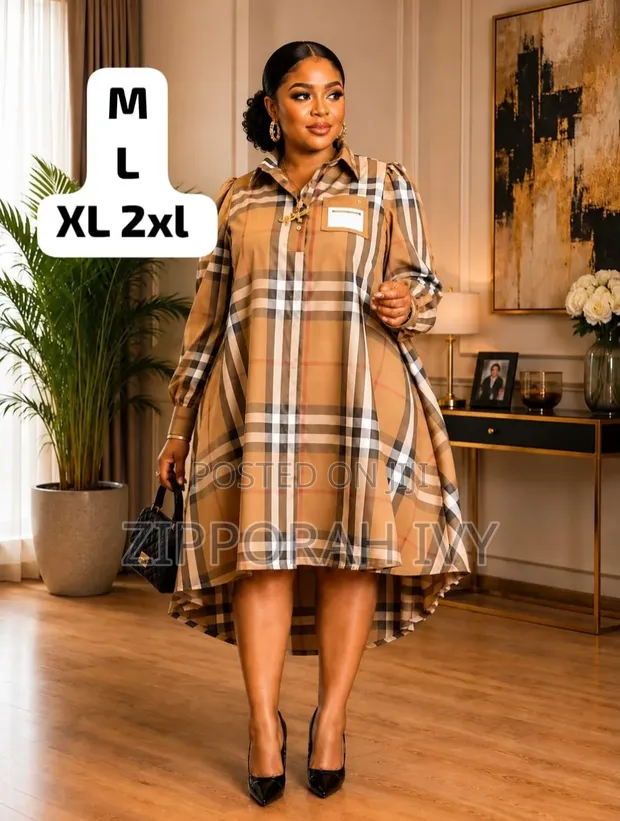 Kanzu ya Wanawake Rangi ya Brown (T-Shirt Dress) - 1