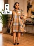 Kanzu ya Wanawake Rangi ya Brown (T-Shirt Dress) - 1