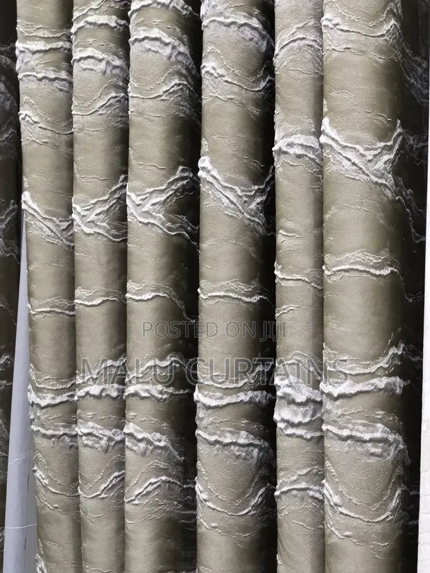 Taupe Textured Wave Curtain - Brand New - 1