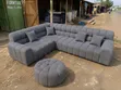 Sofa ya L-Shape Grey Bubble ya Viti 6 na Ottoman - 1