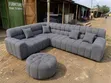 Sofa ya L-Shape Grey Bubble ya Viti 6 na Ottoman - 2