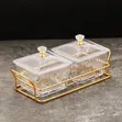 2-in-1 Heavy Glass Golden Sugar Dish Set - 3
