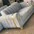 Brand New Modern Velvet Sofa Set with Gold Trims - 2