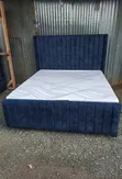 Modern Navy Blue Velvet Bed Frame - Super King - 2