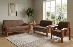 Premium Wooden 5-Seater Sofa Set with High-Density Cushioning