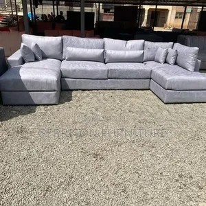 Seti ya Sofa ya U-Shape ya Kijivu ya Viti 8 Mpya Kabisa