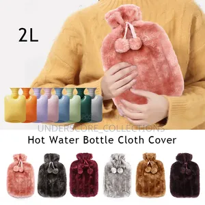 Fluffy Fabric Covered 2 Litre Hot Water Bottle Bag