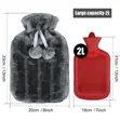 Fluffy Fabric Covered 2 Litre Hot Water Bottle Bag - 2