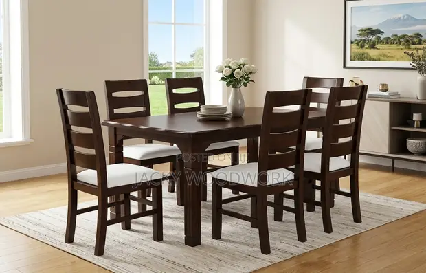 Custom Dark Mahogany 6 Seater Dining Set - 1