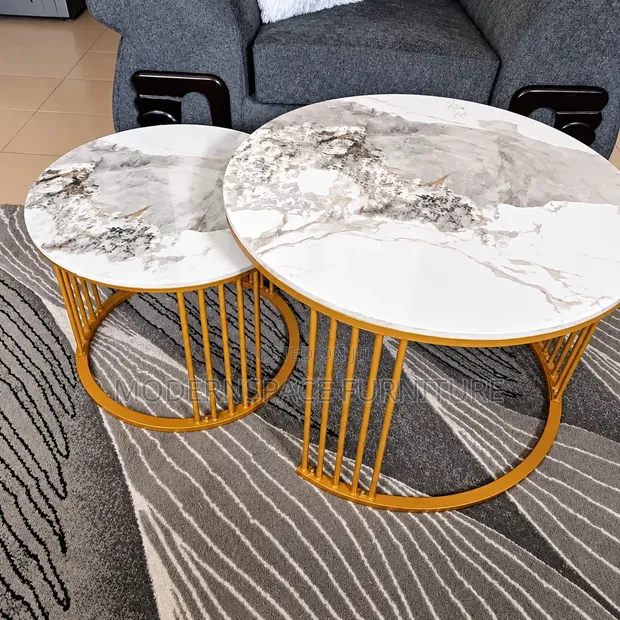 Seti ya Meza za Kahawa za Marumaru za Kisasa za Vipande 2 - 1
