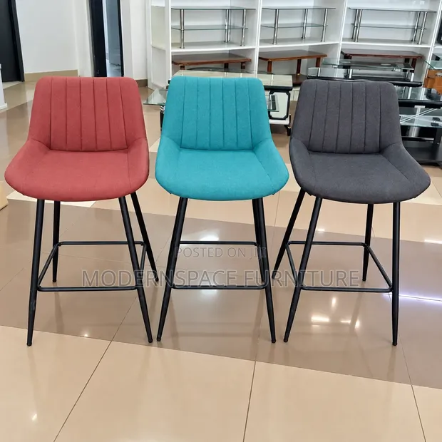 Modern Fabric High Bar Stools - Set of 2 - 1