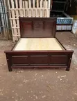 Classic 5x6 Mahogany Brown Hardwood Bed Frame - 1