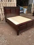 Classic 5x6 Mahogany Brown Hardwood Bed Frame - 2