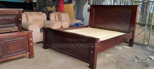 Brand New Solid Mahogany 5x6 Bed Frame with Diamond Panels