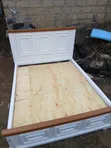 Panel Bed 5x6 White with Brown Headboard/Footboard - 1