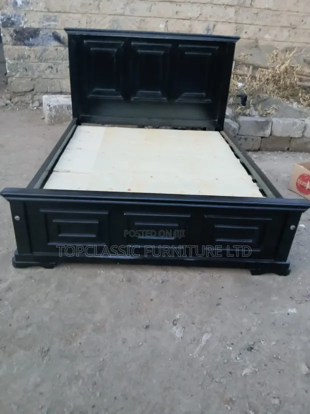Brand New 5x6 Black Panel Bed - 1