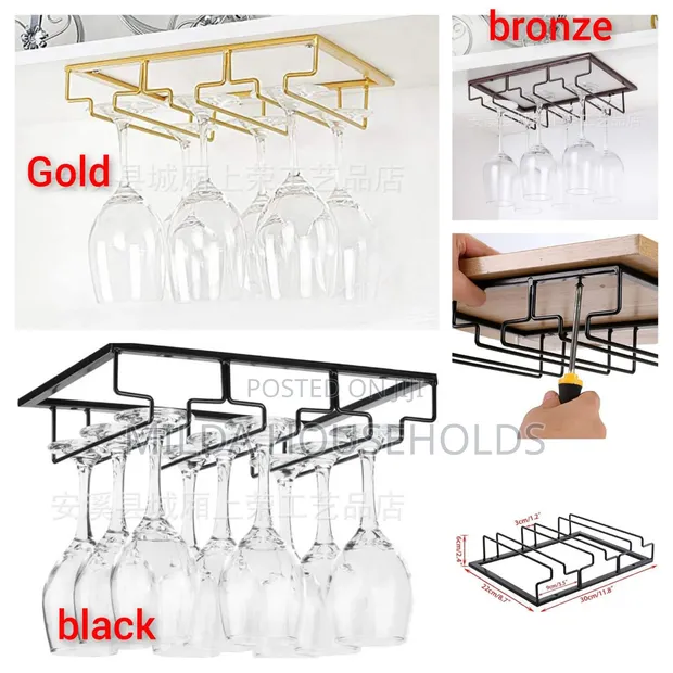 Wine Glass Holder - Gold & Black Available - 1