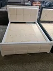 5x6 White Fabric Mocket Bed with Black Frame - 1