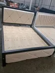 5x6 White Fabric Mocket Bed with Black Frame - 2