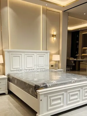 White Panel Bed with Mattress (5x6) - Hardwood