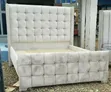 Premium 5x6 Cream Velvet Winged Chester Bed Frame - 1