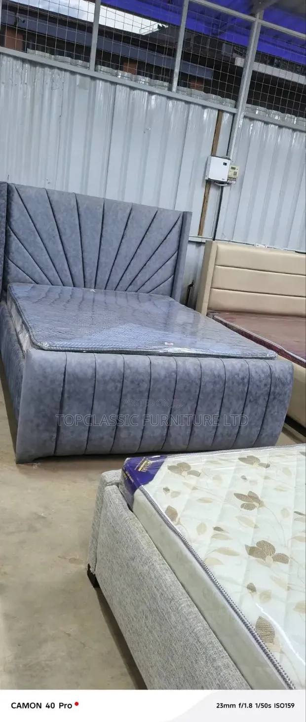 Chester Bed Frame - Gray 5x6 with Lines and Square Pattern - 1